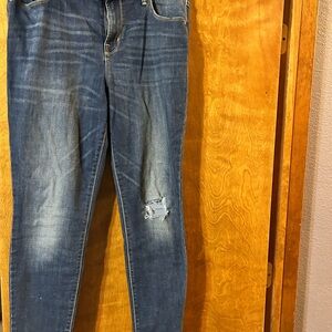 Old Navy Rosckstar High Rise Distressed Dark Blue Skinny Jeans